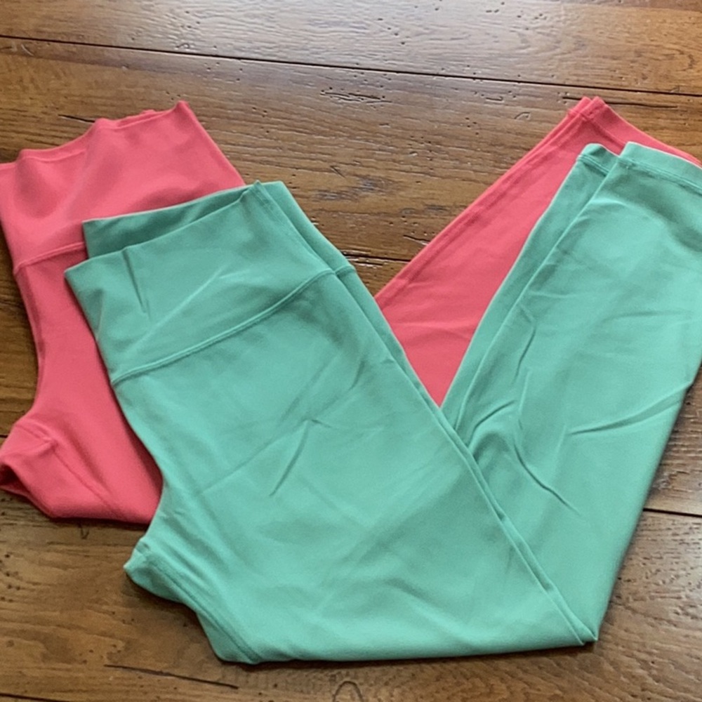 Athleta Coral and Mint Leggings